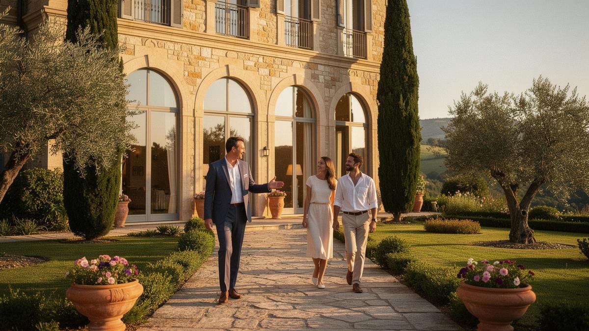 Visita guidata in una villa italiana durante un property tour
